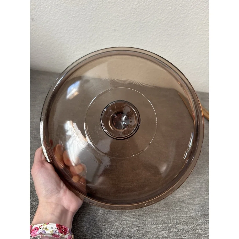 Vintage Corning Pyrex Vision Ware 40 Amber Replacement Lid For 10
